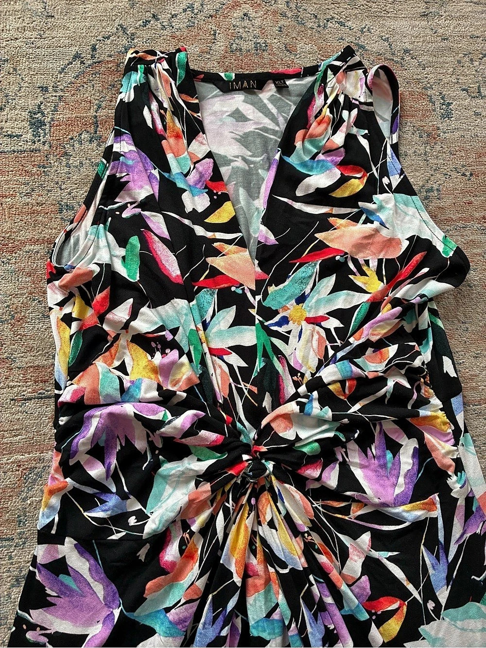 IMAN Abstract Floral Maxi Dress Size XL Tall Like New